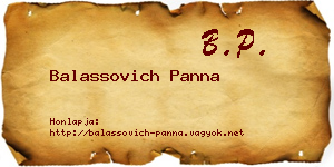 Balassovich Panna névjegykártya